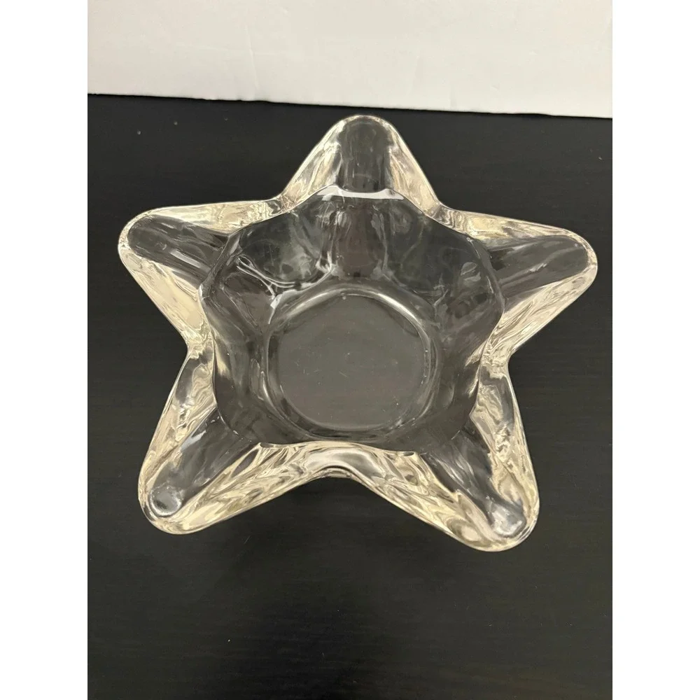 Vintage Star Shaped Glass Bowl Clear Heavy Duty Ashtray Trinket Dish Paperweight